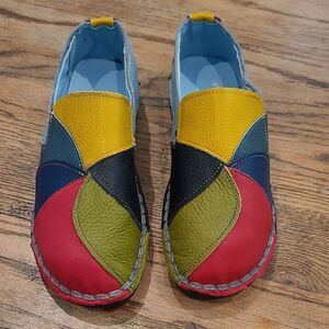 Colorful Patchwork Leather Loafers